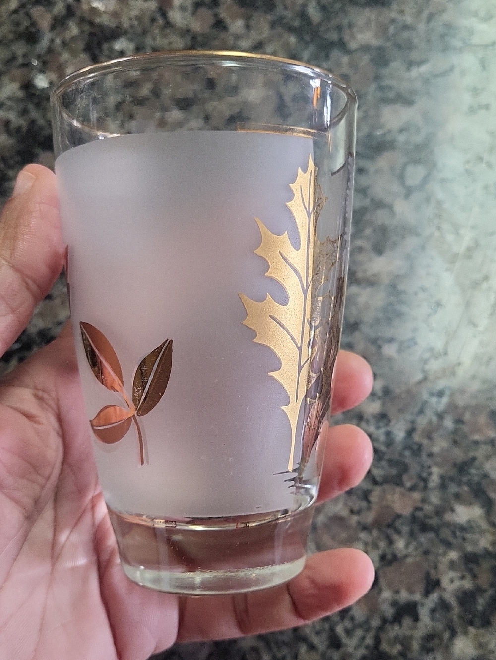 Lot Of 1 Libbey Golden Leaf Vintage Glass Height 4.5" Replacement